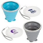 Buy Custom Printed Groove Collapsible Silicone Cup with Lid 9 oz