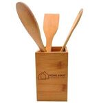 Buy Custom Printed Bamboo Box with 3 Cooking Utensils