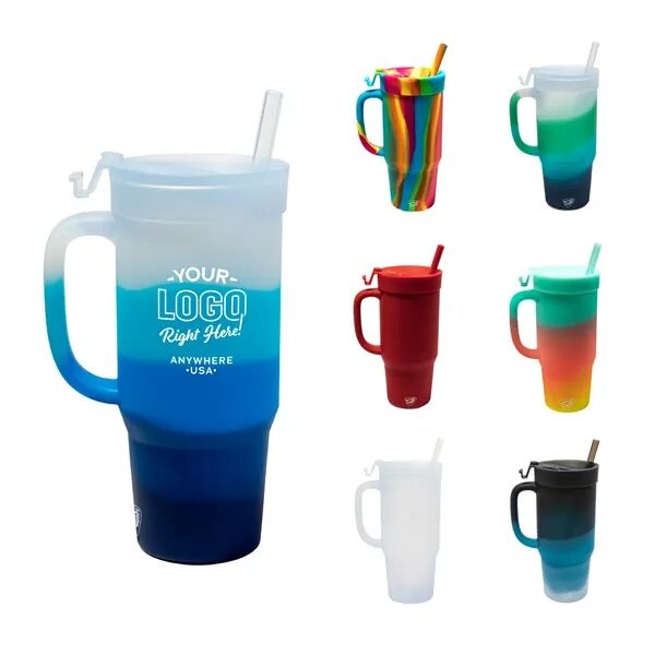 Main Product Image for Custom Printed Silicone Humbler (Handled Straw Tumbler) 32 oz