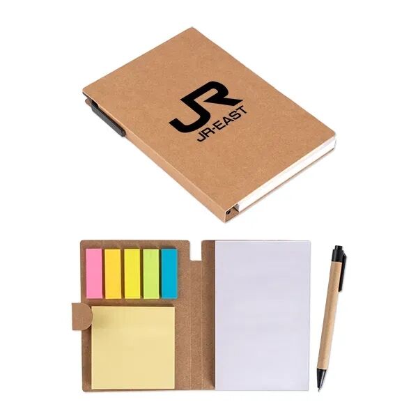 Main Product Image for Custom Printed Kraft Notebook with Sticky Notes and Pen