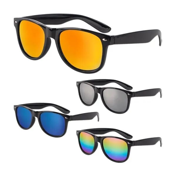 Main Product Image for Custom Printed Iconic Black Frame Mirror Lens Sunglasses