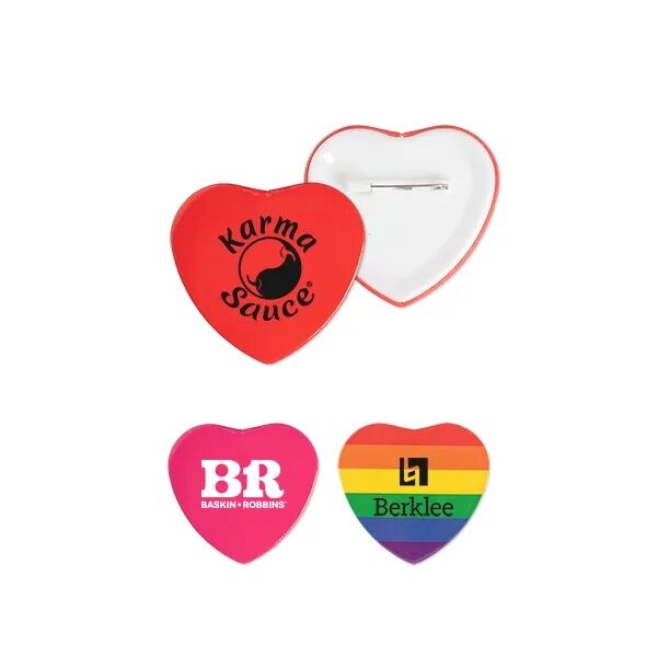 Main Product Image for Custom Printed 2" Heart Button