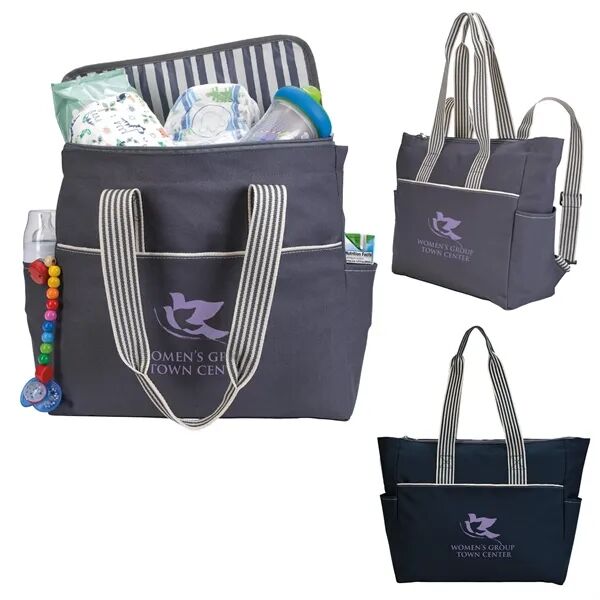 Main Product Image for Custom Printed Stripe Diaper Tote-Pack