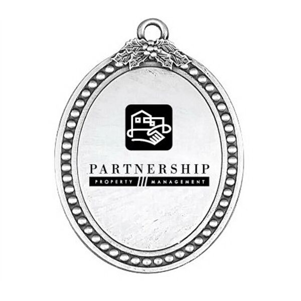 Main Product Image for Custom Printed Pewter Finish Oval Ornament