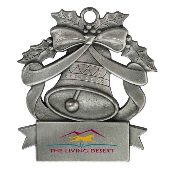 Main Product Image for Custom Printed Pewter Finish Cast Bell Shaped Ornament