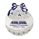Buy Custom Printed Silver Holiday Ball Ornament with Blue Accents