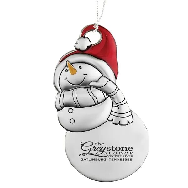 Main Product Image for Custom Printed Cast Silver Snowman Ornament