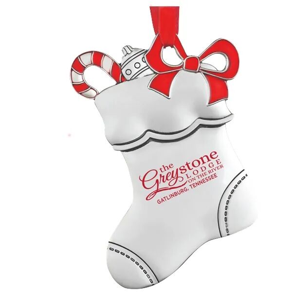 Main Product Image for Custom Printed Cast Silver Stocking Ornament