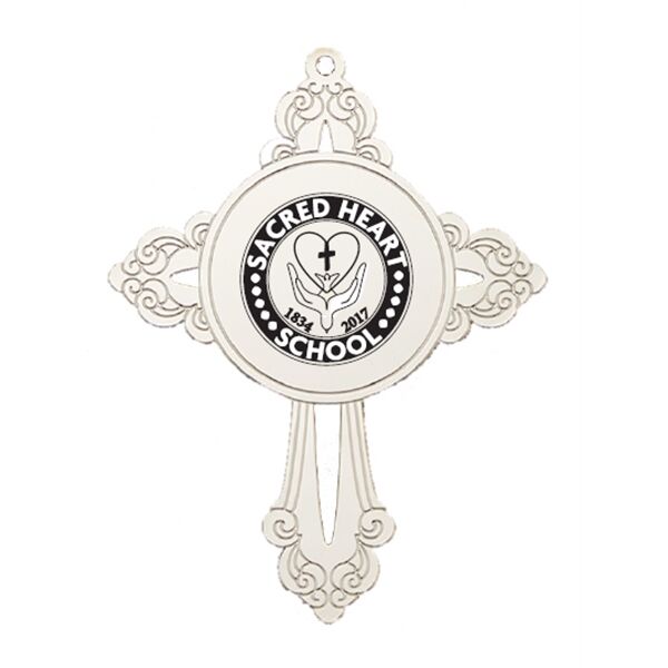 Main Product Image for Custom Printed Silver Cross Ornament