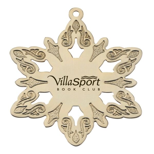 Main Product Image for Custom Printed Snowflake Shape Gold Ornament