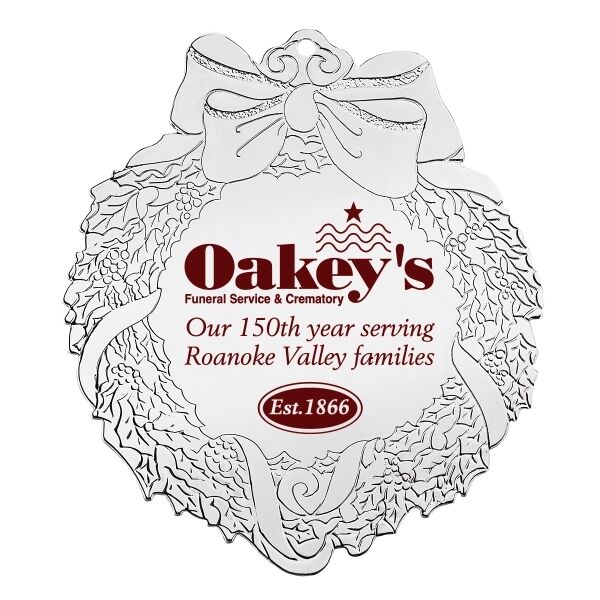Main Product Image for Custom Printed Silver Wreath Ornament