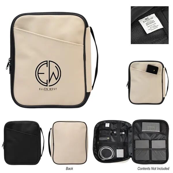 Main Product Image for Custom Printed Hudson Recycled Leatherette Tech Organizer