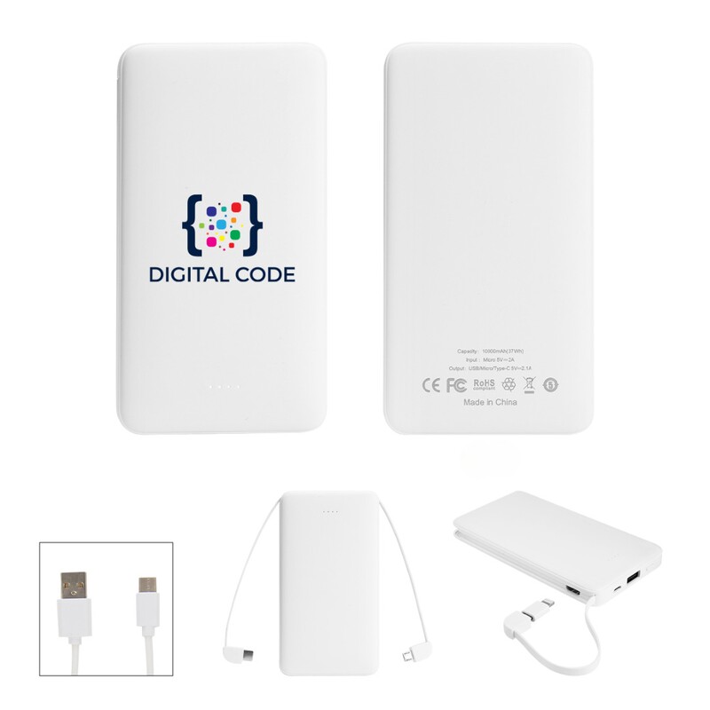 Main Product Image for Custom Printed 10,000 mAh Multi-Cable Power Bank