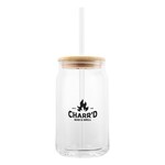 Buy Custom Printed Soda Lime Glass Can With Bamboo Lid