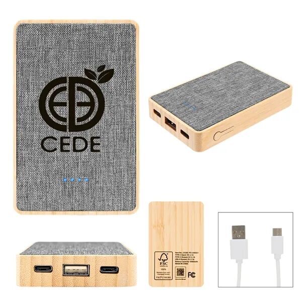 Main Product Image for Custom Printed 5000 mAh Bamboo & Recycled Fabric Power Bank