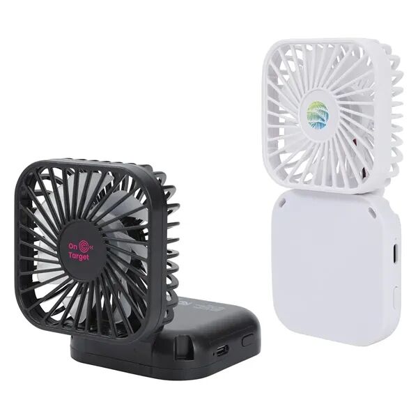 Main Product Image for Custom Logo Whirlwind Mini Folding Rechargeable Fan w/ Lanyard