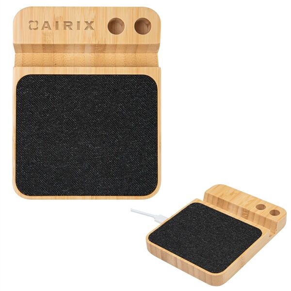 Main Product Image for Laser Engraved 10W Bamboo Wireless Charger With Pen Holder