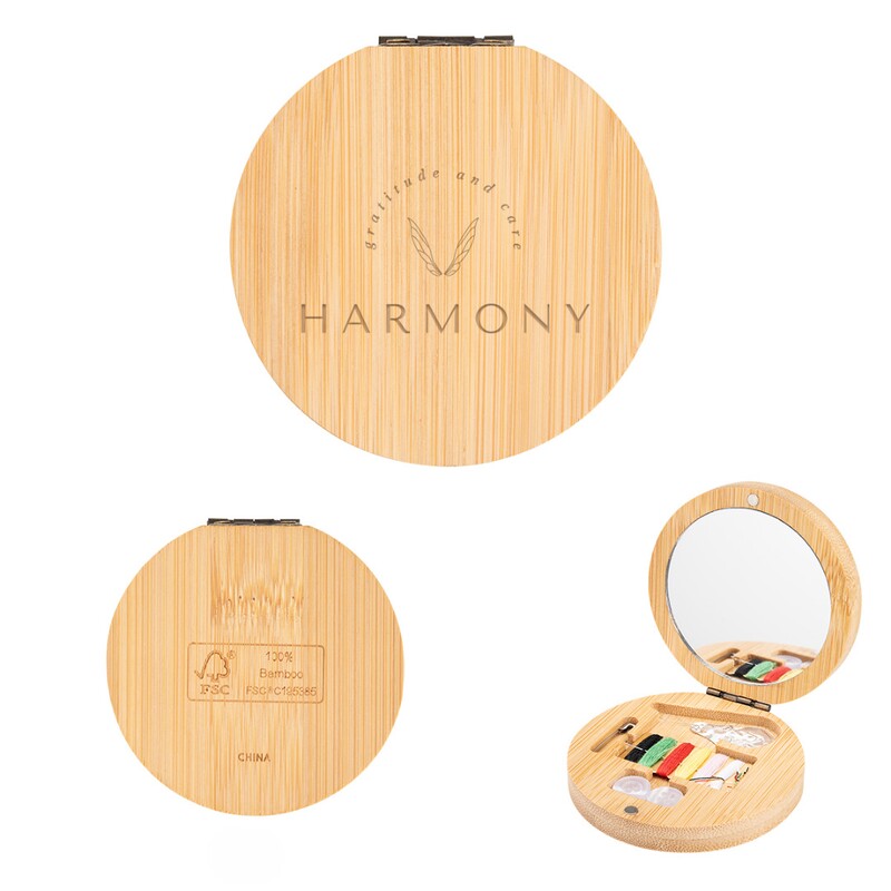 Main Product Image for Laser Engraved Bamboo Sewing Kit with Mirror