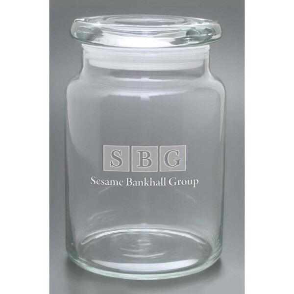 Main Product Image for Laser Etched Apothecary Jar w/ Flat Lid 26 Oz