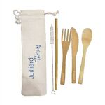 Buy Custom Printed Bamboo Cutlery Set with Canvas Pouch