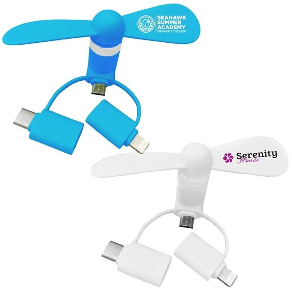 Main Product Image for Custom Printed 3-IN-1 Portable Cell Phone Fan - UL Tested