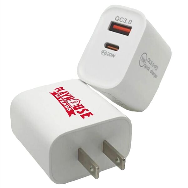 Main Product Image for Custom Printed 20W Fast Charge Wall Charger QC3.0 PD UL