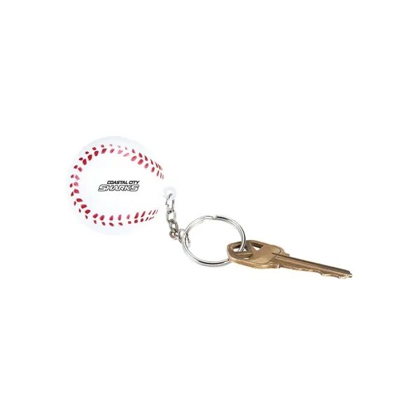 Main Product Image for Custom Printed Baseball Shape Stress Ball Keychain.