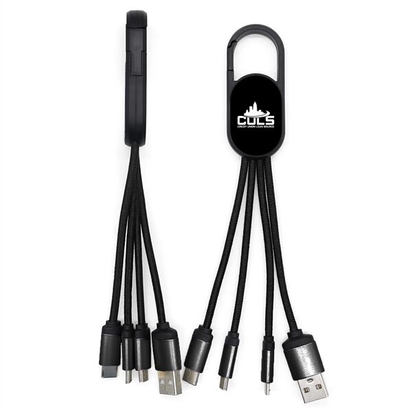Main Product Image for Laser Engraved 4-in-1 LED Light Up Charging Cable with Hook