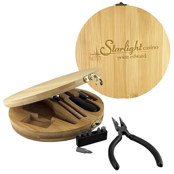Main Product Image for Laser Engraved Eco-Friendly Bamboo Storage Box 10 Piece Tool Kit