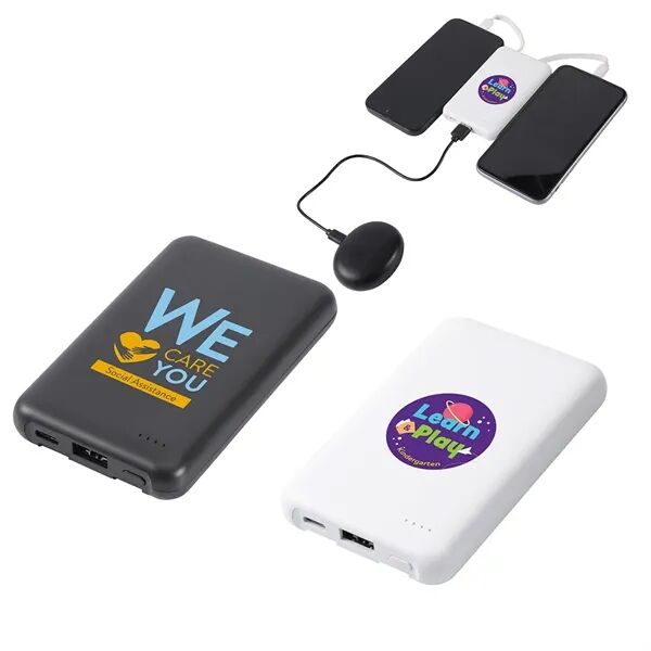 Main Product Image for Branded Guild 5000mAh UL-Listed Power Bank with Built-in Cables