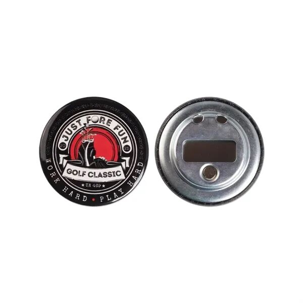 Main Product Image for Branded Round Celluloid Button Bottle Opener With Magnet