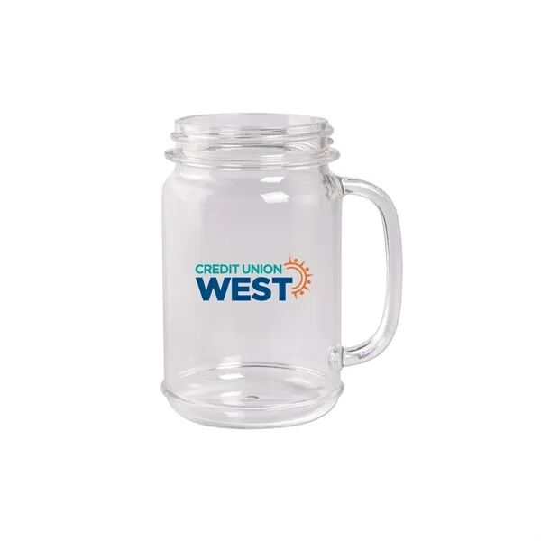 Main Product Image for Custom Printed Plastic Mason Jar with Handle 16 Oz