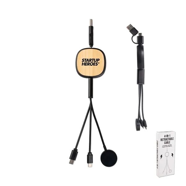 Main Product Image for Custom Logo Multi Retractable Charging Cords with Watch Charger