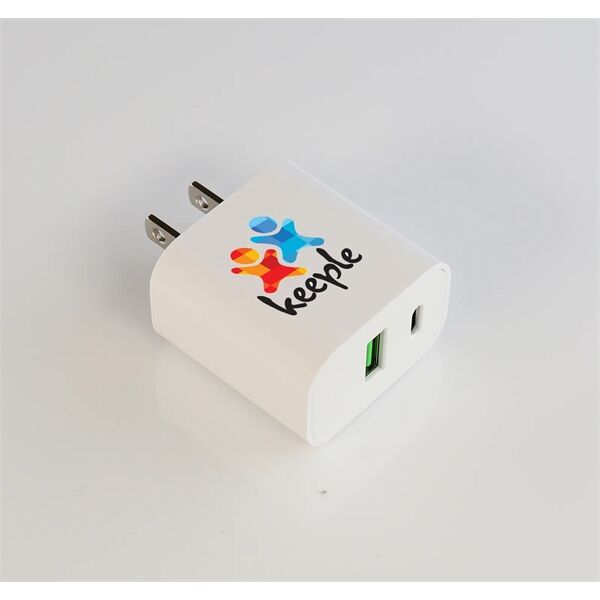Main Product Image for Custom Logo Dual Port Flat Wall Adapter