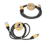 Buy Custom Logo Bolt 4-in-1 39- Bamboo and RPET 100W Charging Cable