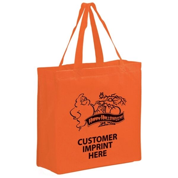 Main Product Image for Custom Printed Halloween Non-Woven Tote/Orange Ghost 