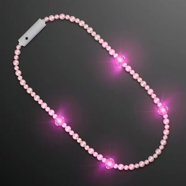 Main Product Image for Novelty Pink Pearls Light Up Short Necklace 27"
