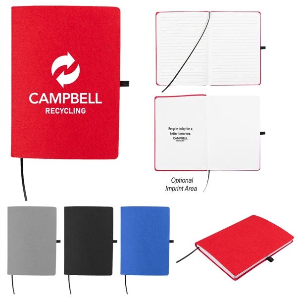 Main Product Image for Custom Printed Book Club rPET Felt Notebook