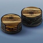 Buy Custom Printed Acacia Wood Round Coaster Set