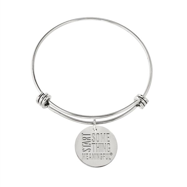 Main Product Image for Custom Engraved Wire Bangle Bracelet With Silver Charm