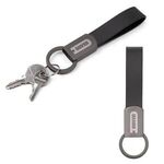 Buy Laser Engraved Axis Gunmetal Leather Keyring