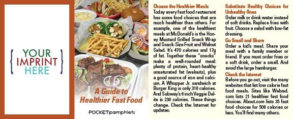 Main Product Image for A Guide To Healthier Fast Food Pocket Pamphlet USA Made