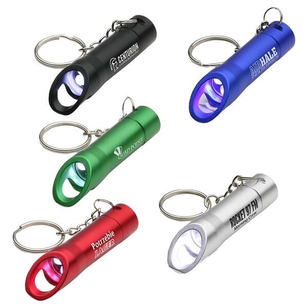 Main Product Image for Marketing Aluminum LED Light With Bottle Opener & Key Chain