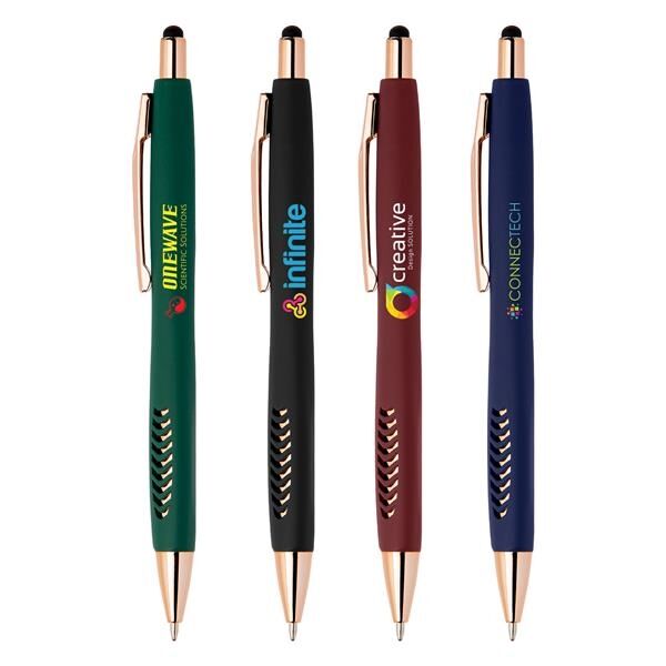 Main Product Image for Custom Full Color Avalon Softy Rose Gold Pen w/ Stylus 