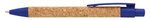 Bali Cork Pen with Wheat Plastic Trim - ColorJet - Royal Blue