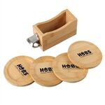 Bamboo Coaster Set With Bottle Opener -  