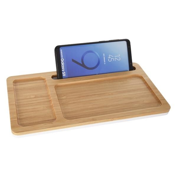 Main Product Image for Custom Printed Bamboo Wireless Charging Pad Desktop Organizer