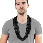 Black Metallic Beaded Necklace -  