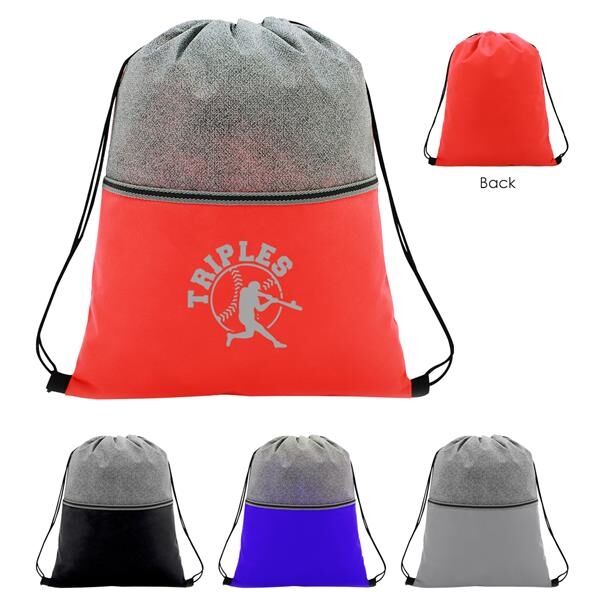 Main Product Image for Printed Color Basics Heathered Non-Woven Drawstring Bag