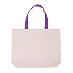 Cotton Canvas Tote with Color Accent Handles - Purple